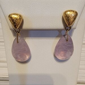 B6 Vintage Purple Beaded Pierced Earrings